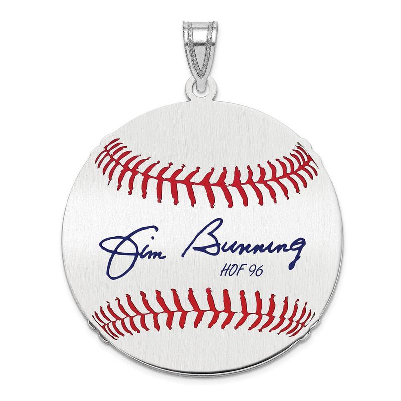 Sterling Silver Jim Bunning Signature Lg Enamel Baseball Pendant